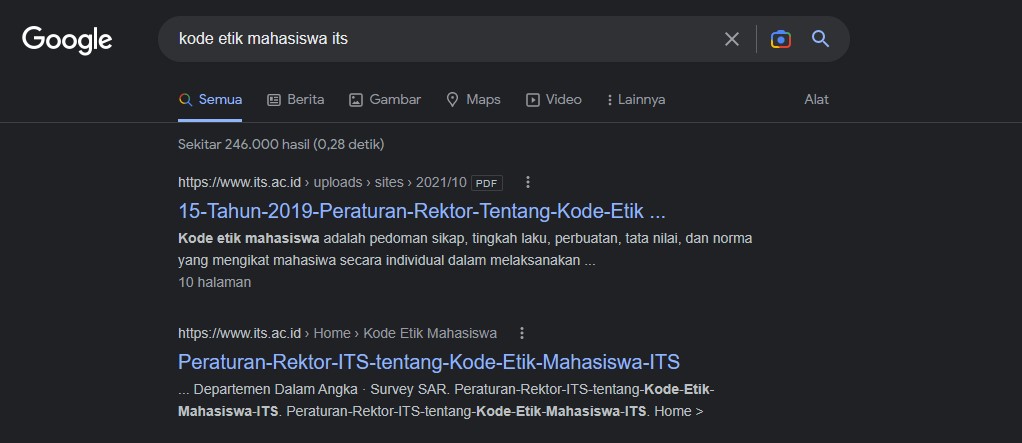 Ilustrasi kode etik mahasiswa its