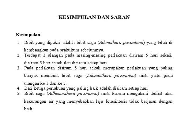 Contoh Kesimpulan Laporan Praktikum